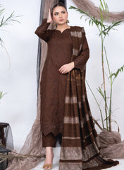 Elegant 3-Piece Unstitched Dhanak Ensemble