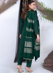 3PC Unstitched Dhanak Suit in Elegant Emerald Green Embroidered Lawn Dress with Traditional Dupatta