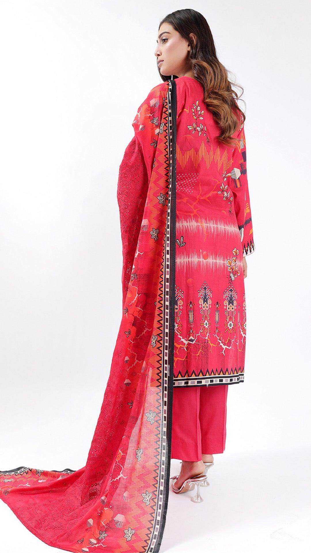 3PC Digitial Printed and Embroided Lawn Suit - Desiparel