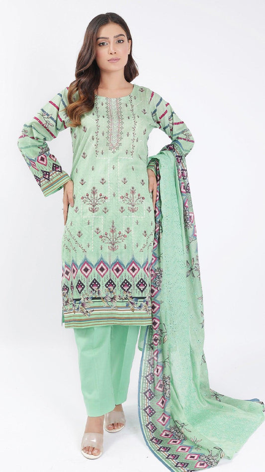 3PC Digitial Printed and Embroided Lawn Suit - Desiparel