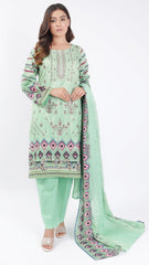 3PC Digitial Printed and Embroided Lawn Suit - Desiparel