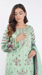 3PC Digitial Printed and Embroided Lawn Suit - Desiparel