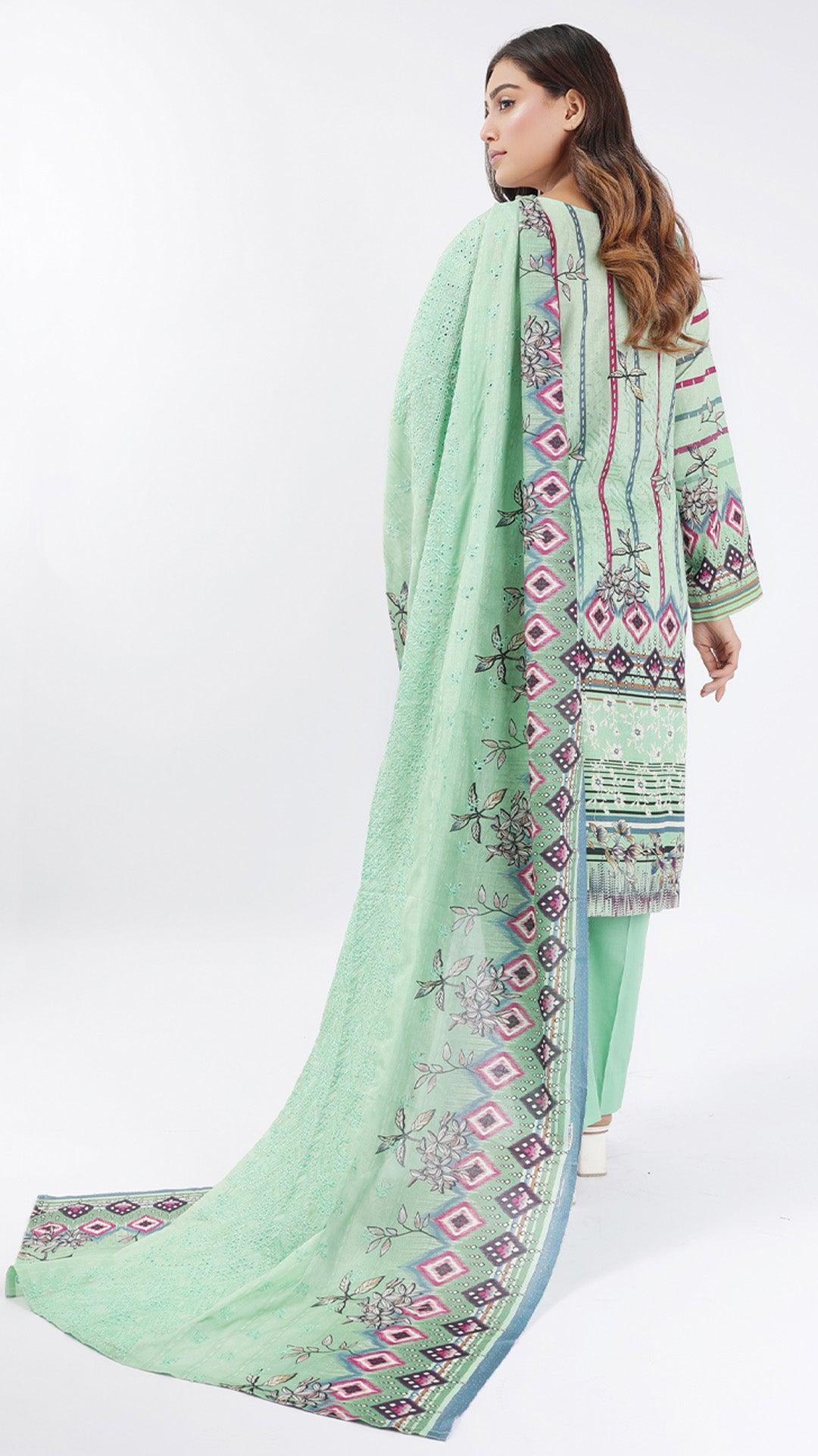 3PC Digitial Printed and Embroided Lawn Suit - Desiparel