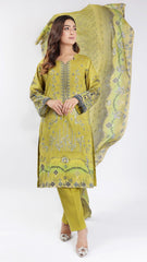 3PC Digitial Printed and Embroided Lawn Suit - Desiparel