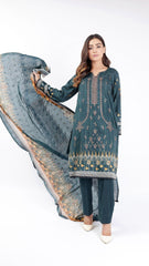 3PC Digitial Printed and Embroided Lawn Suit - Desiparel