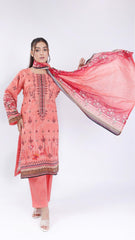 3PC Digitial Printed and Embroided Lawn Suit - Desiparel