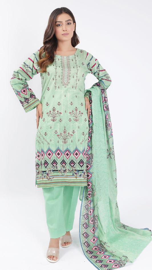 3PC Digitial Printed and Embroided Lawn Suit